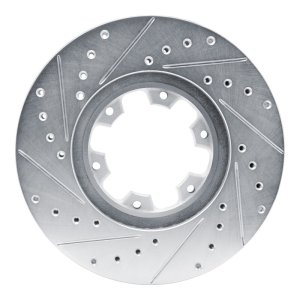 Infiniti QX4 Brake Rotor (1) - Front Right - R1 Concepts - Drilled & Slotted - Silver - `96-`04